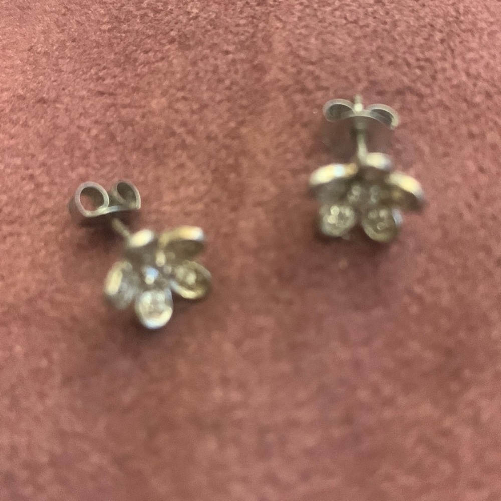 CZ sterling silver flower studs